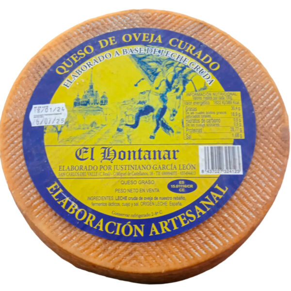 QUESO DE OVEJA 3KG CURADO EL HONTANAR ELABORACIÓN ARTESANAL